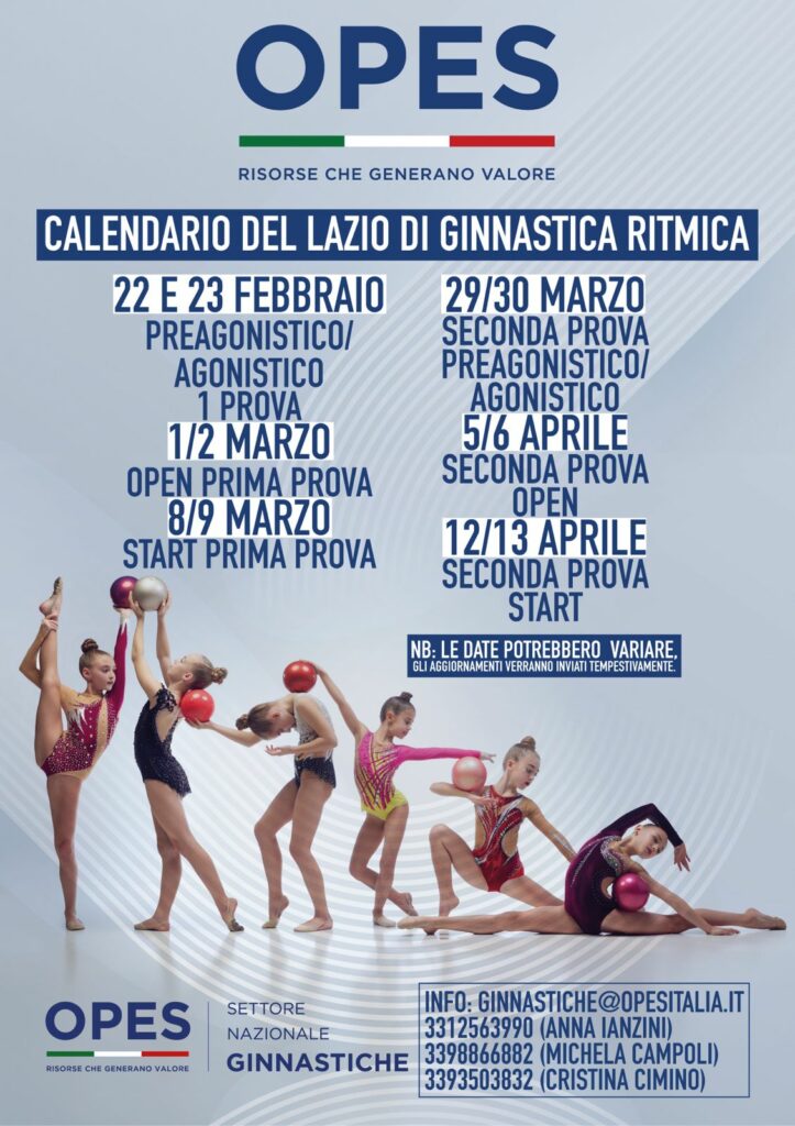 ginnastica ritmica, pubblicate le prove del campionato regionale del Lazio