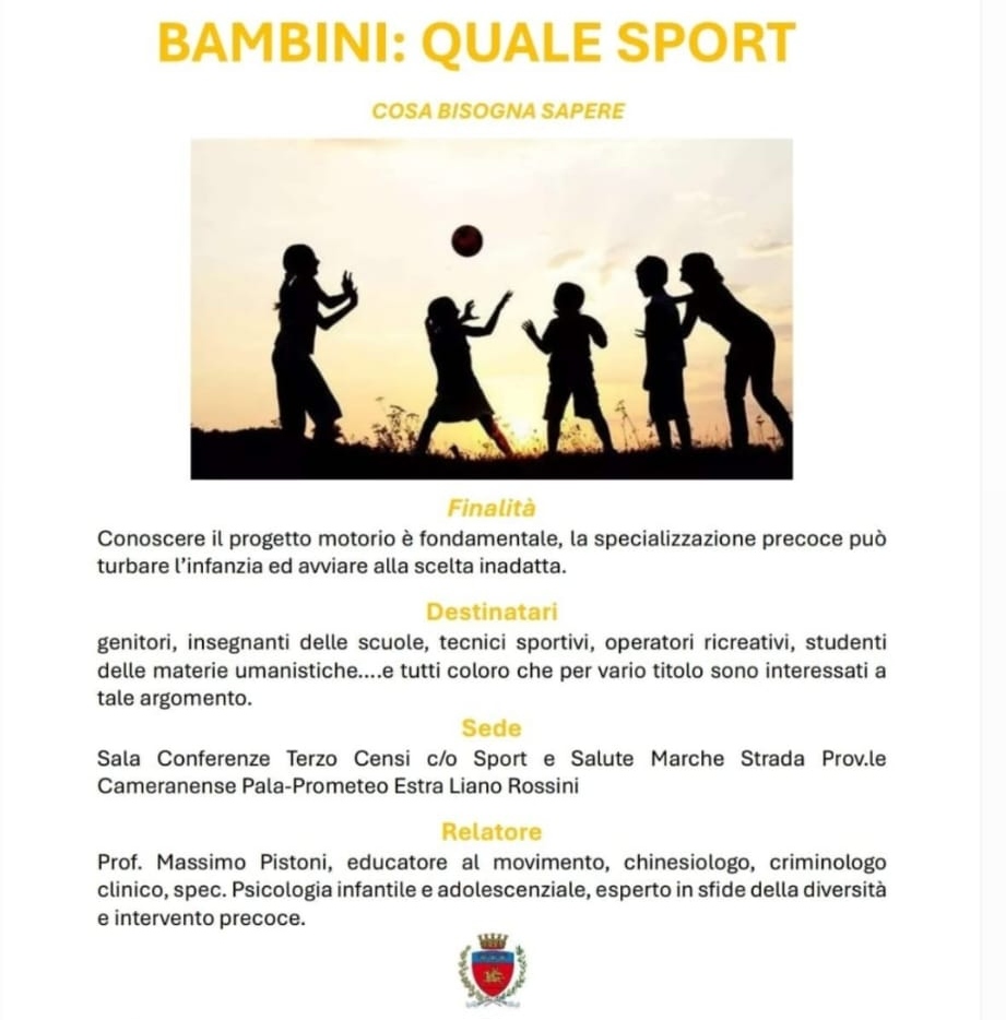 Bambini: quale sport, se ne parla ad Ancona il prossimo 13 settembre